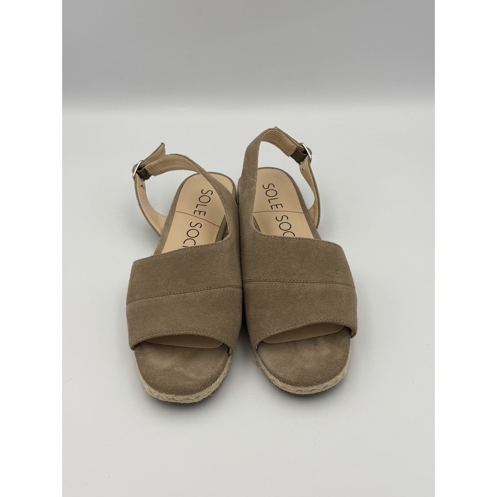 Sole Society Dolven Suede Slingback Espadrille Sandals 7.5M 38 Neutral Tan Beige - Picture 2 of 6